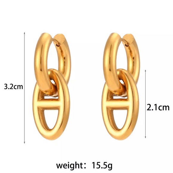 New 18K Gold Pig Nose Shape Hoop Earrings, wonderful Earrings, wow Earrings - Picture 7 of 7